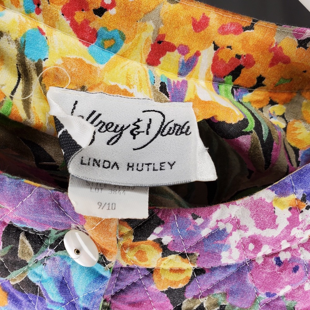 Jeffrey Dara Linda Hutton Quilted Floral Crop Blazer 9/10 Country Cottagecore 90 - Picture 3 of 14